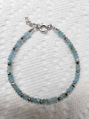 Blue Topaz And Sterling Silver Beaded Bracelet
